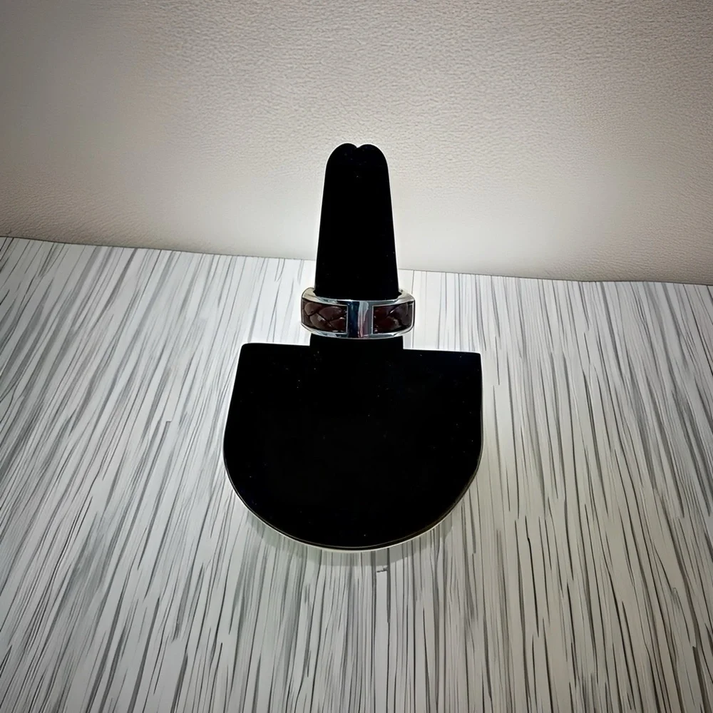 Men’s Stainless and Leather Pinky Ring